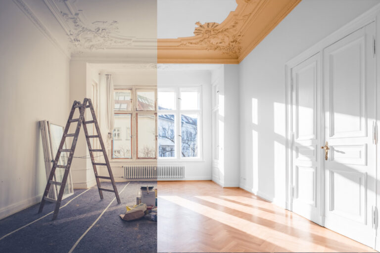 renovation concept – room before and after renovation